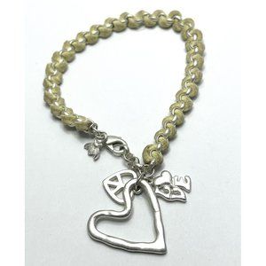 Vintage Silver Heart Peace Love Charm Bracelet